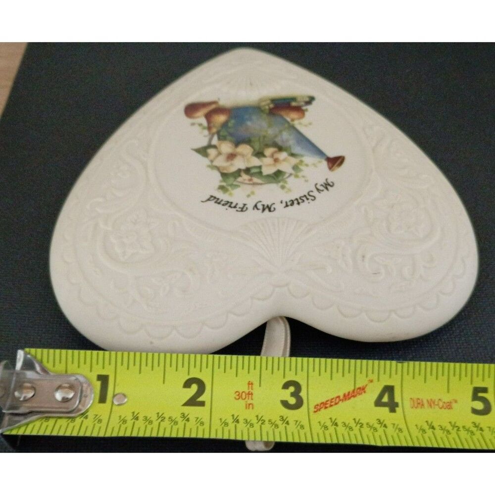 Vintage 1995 Ceramic Potpourri Holder Heart Shaped Wall Plague Gift for Sister - Picture 8 of 8